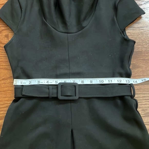 BANANA REPUBLIC cowl neck ponte stretch BELTED DRESS cap sleeve BLACK pleat XS - Picture 11 of 12